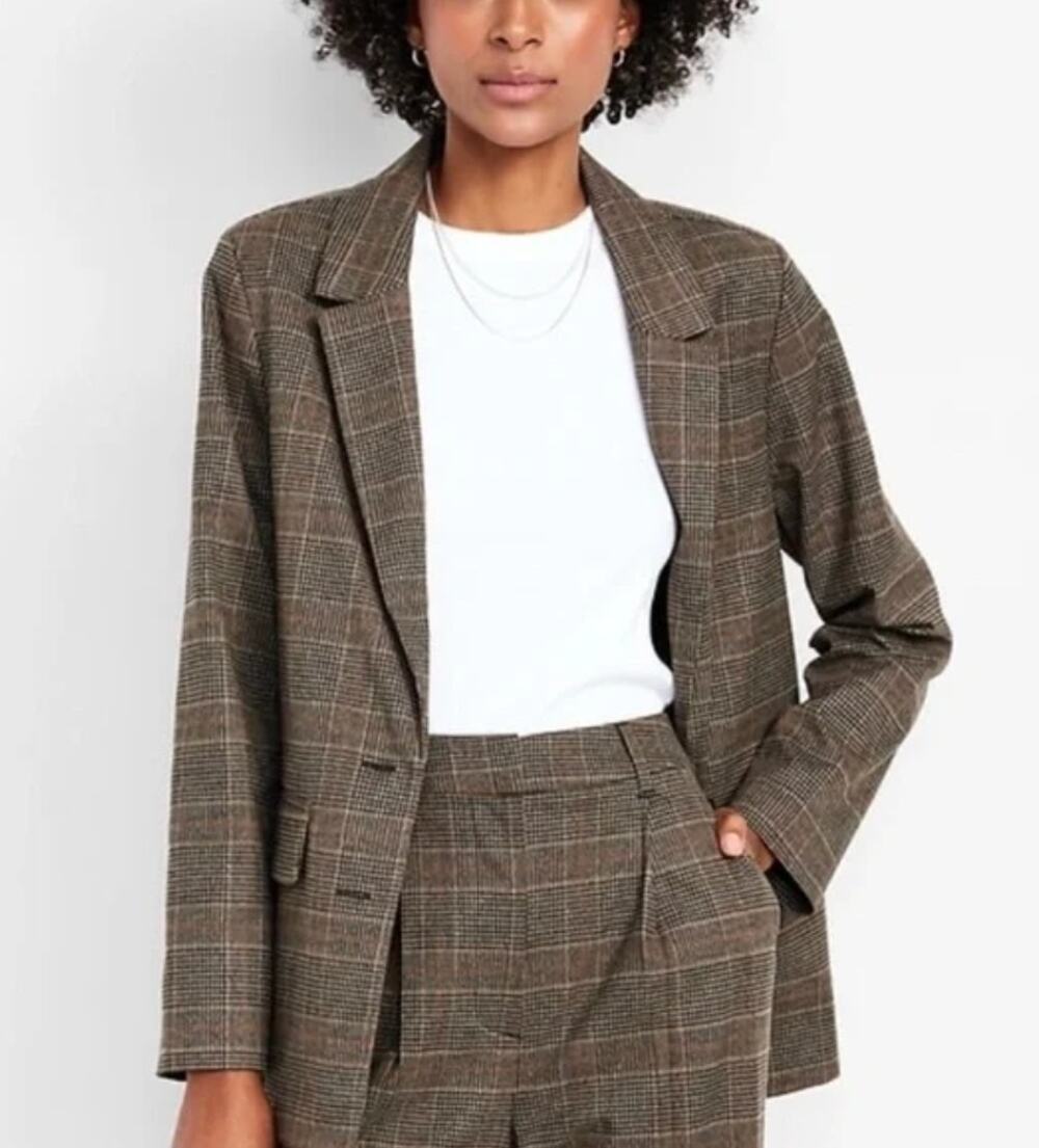 Old Navy Brown Plaid Blazer